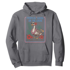 Funny Hawaiian Beach Vacation Graphic Hoodie Tropical Goose On The Loose TS12 Charcoal Print Your Wear