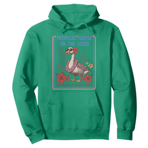 Funny Hawaiian Beach Vacation Graphic Hoodie Tropical Goose On The Loose TS12 Irish Green Print Your Wear