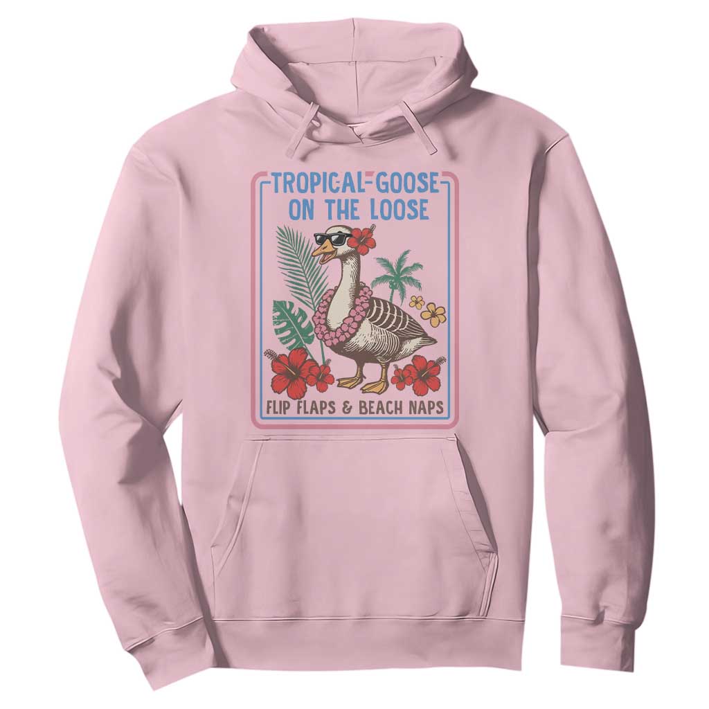 Funny Hawaiian Beach Vacation Graphic Hoodie Tropical Goose On The Loose TS12 Light Pink Print Your Wear