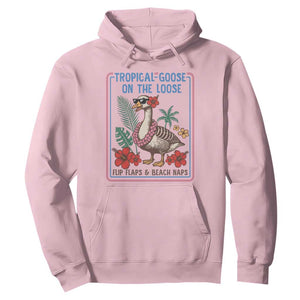 Funny Hawaiian Beach Vacation Graphic Hoodie Tropical Goose On The Loose TS12 Light Pink Print Your Wear