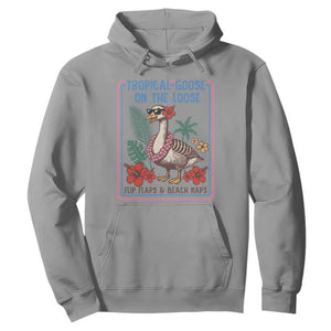 Funny Hawaiian Beach Vacation Graphic Hoodie Tropical Goose On The Loose TS12 Sport Gray Print Your Wear