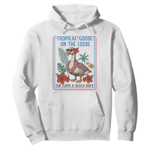 Funny Hawaiian Beach Vacation Graphic Hoodie Tropical Goose On The Loose TS12 White Print Your Wear