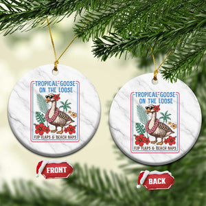 Funny Hawaiian Beach Vacation Graphic Ceramic Ornament Tropical Goose On The Loose TS12 1pc White Marble Print Your Wear