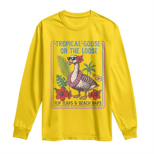 Funny Hawaiian Beach Vacation Graphic Long Sleeve Shirt Tropical Goose On The Loose TS12 Daisy Print Your Wear