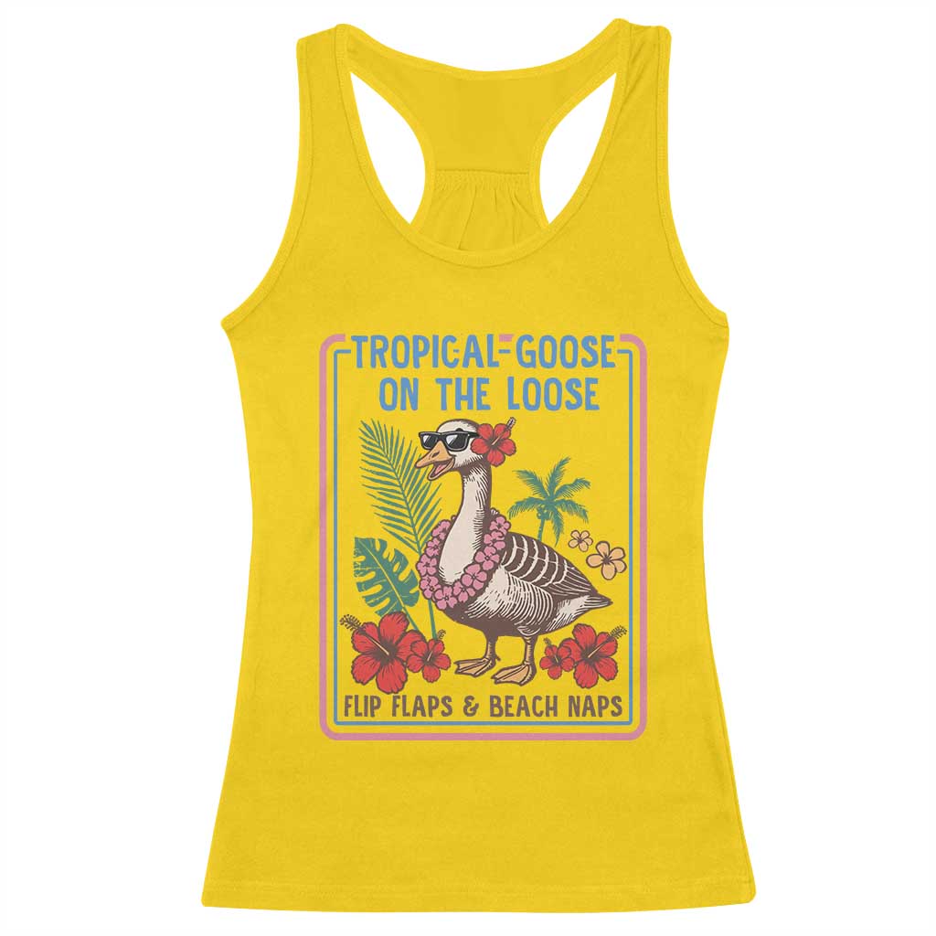 Funny Hawaiian Beach Vacation Graphic Racerback Tank Top Tropical Goose On The Loose TS12 Daisy Print Your Wear