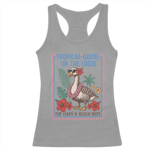 Funny Hawaiian Beach Vacation Graphic Racerback Tank Top Tropical Goose On The Loose TS12 Sport Gray Print Your Wear