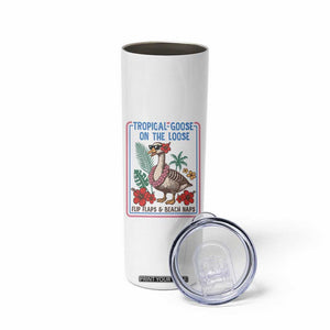 Funny Hawaiian Beach Vacation Graphic Skinny Tumbler Tropical Goose On The Loose TS12 Print Your Wear