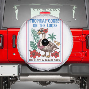 Funny Hawaiian Beach Vacation Graphic Spare Tire Cover Tropical Goose On The Loose TS12 White Print Your Wear
