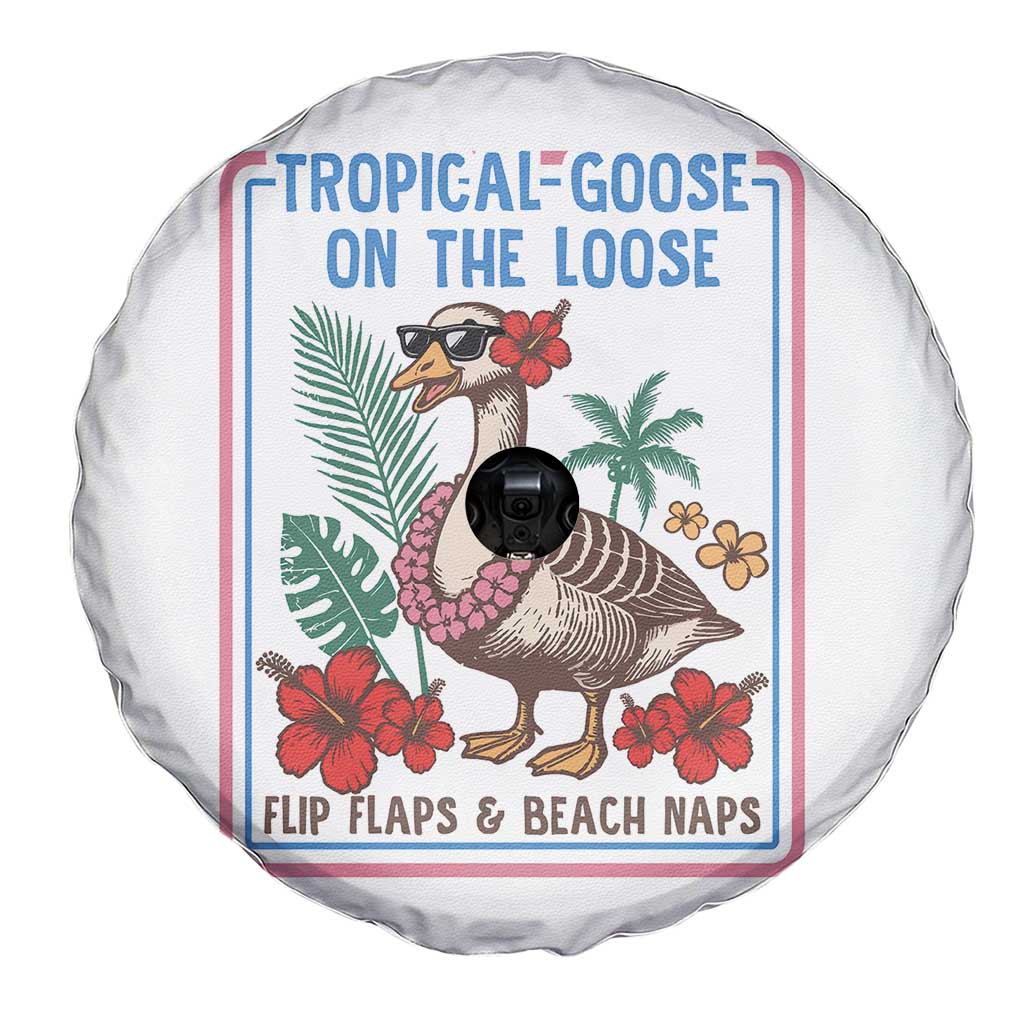 Funny Hawaiian Beach Vacation Graphic Spare Tire Cover Tropical Goose On The Loose TS12 Print Your Wear