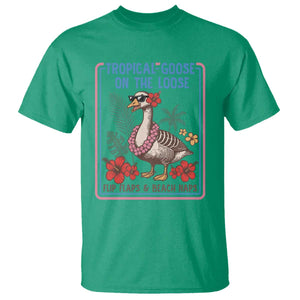 Funny Hawaiian Beach Vacation Graphic T Shirt Tropical Goose On The Loose TS12 Irish Green Print Your Wear