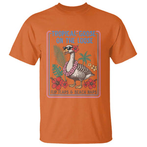 Funny Hawaiian Beach Vacation Graphic T Shirt Tropical Goose On The Loose TS12 Orange Print Your Wear