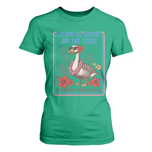 Funny Hawaiian Beach Vacation Graphic T Shirt For Women Tropical Goose On The Loose TS12 Irish Green Print Your Wear