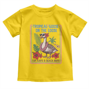 Funny Hawaiian Beach Vacation Graphic Toddler T Shirt Tropical Goose On The Loose TS12 Daisy Print Your Wear