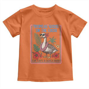 Funny Hawaiian Beach Vacation Graphic Toddler T Shirt Tropical Goose On The Loose TS12 Orange Print Your Wear