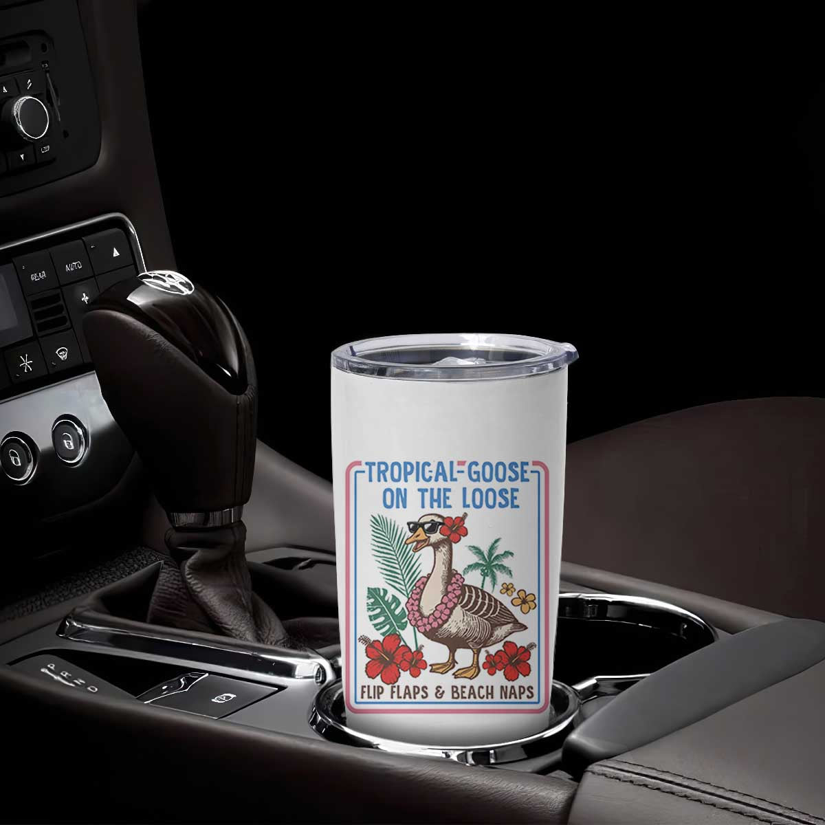Funny Hawaiian Beach Vacation Graphic Tumbler Cup Tropical Goose On The Loose TS12 Print Your Wear