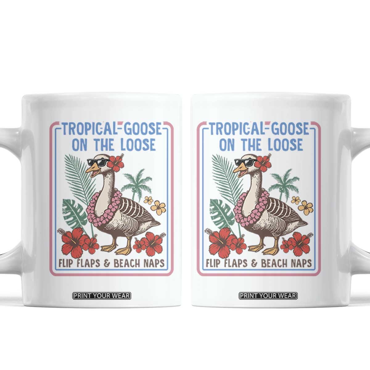 Funny Hawaiian Beach Vacation Graphic Coffee Mug Tropical Goose On The Loose