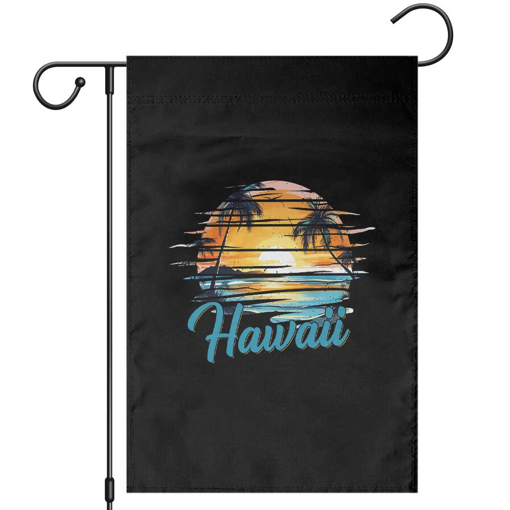 Retro Sunset Palm Tree Hawaii Garden Flag Tropical Vacation Graphic TS12 Black Print Your Wear