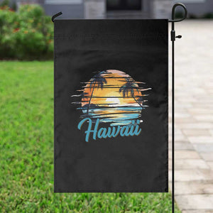 Retro Sunset Palm Tree Hawaii Garden Flag Tropical Vacation Graphic