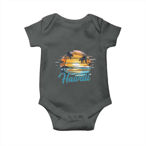 Retro Sunset Palm Tree Hawaii Baby Onesie Tropical Vacation Graphic