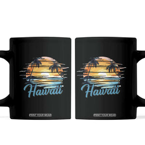 Retro Sunset Palm Tree Hawaii Coffee Mug Tropical Vacation Graphic