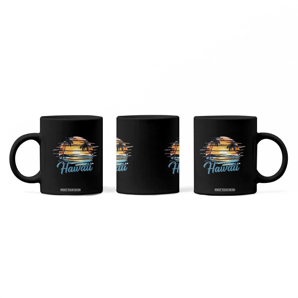 Retro Sunset Palm Tree Hawaii Coffee Mug Tropical Vacation Graphic