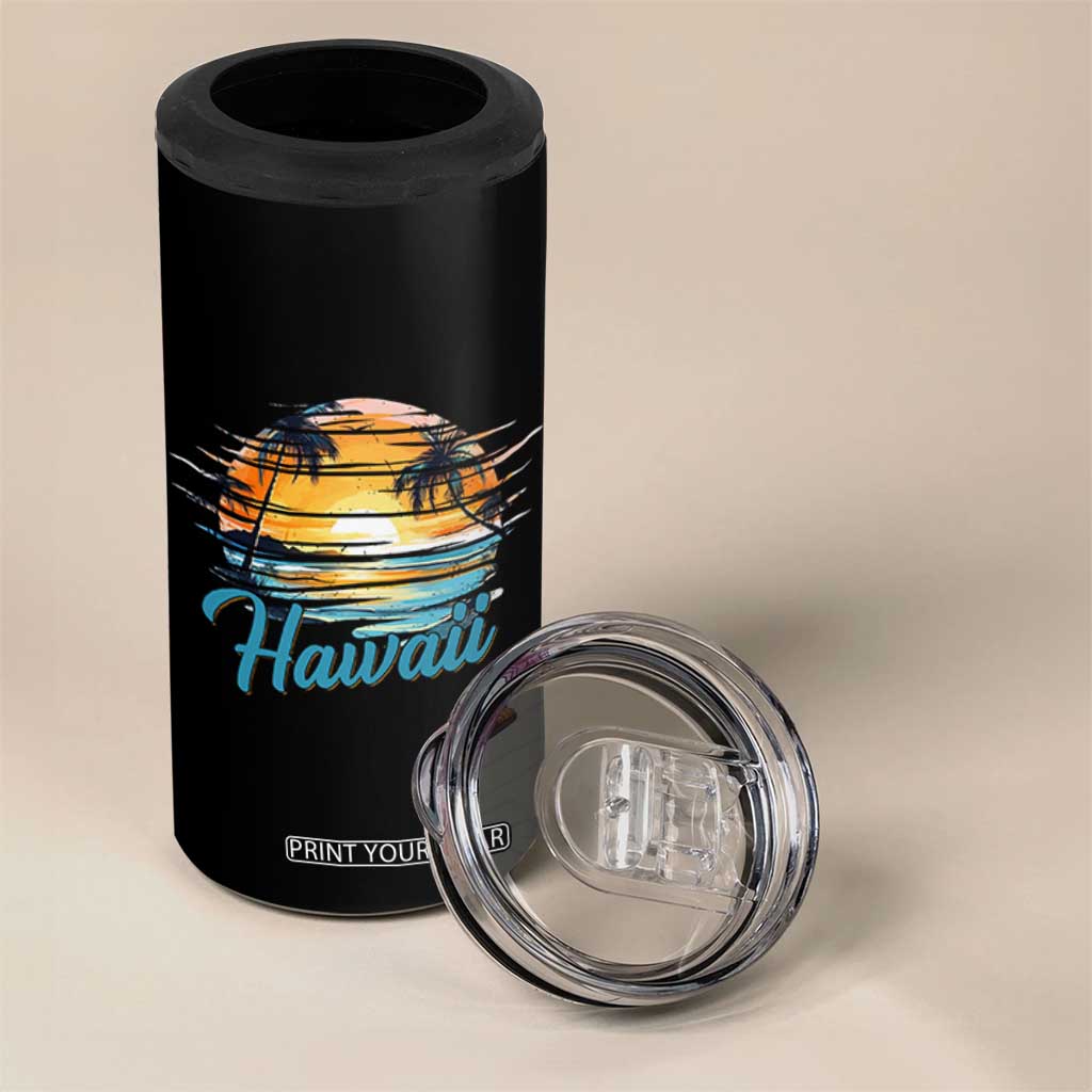 Retro Sunset Palm Tree Hawaii 4 in 1 Can Cooler Tumbler Tropical Vacation Graphic TS12 Print Your Wear