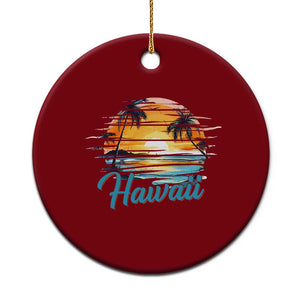 Retro Sunset Palm Tree Hawaii Ceramic Ornament Tropical Vacation Graphic
