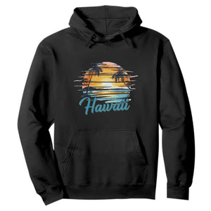 Retro Sunset Palm Tree Hawaii Hoodie Tropical Vacation Graphic TS12 Black Print Your Wear