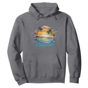 Retro Sunset Palm Tree Hawaii Hoodie Tropical Vacation Graphic TS12 Charcoal Print Your Wear