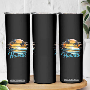Retro Sunset Palm Tree Hawaii Skinny Tumbler Tropical Vacation Graphic TS12 Print Your Wear