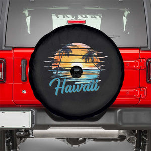Retro Sunset Palm Tree Hawaii Spare Tire Cover Tropical Vacation Graphic TS12 Black Print Your Wear