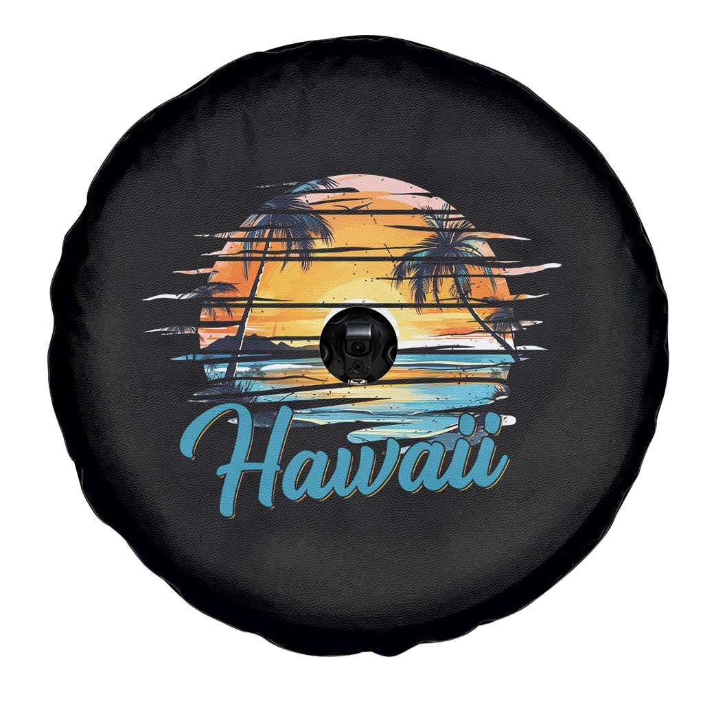 Retro Sunset Palm Tree Hawaii Spare Tire Cover Tropical Vacation Graphic TS12 Print Your Wear
