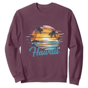 Retro Sunset Palm Tree Hawaii Sweatshirt Tropical Vacation Graphic