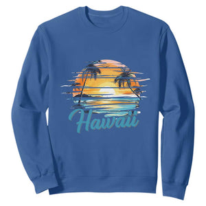 Retro Sunset Palm Tree Hawaii Sweatshirt Tropical Vacation Graphic