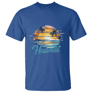 Retro Sunset Palm Tree Hawaii T Shirt Tropical Vacation Graphic
