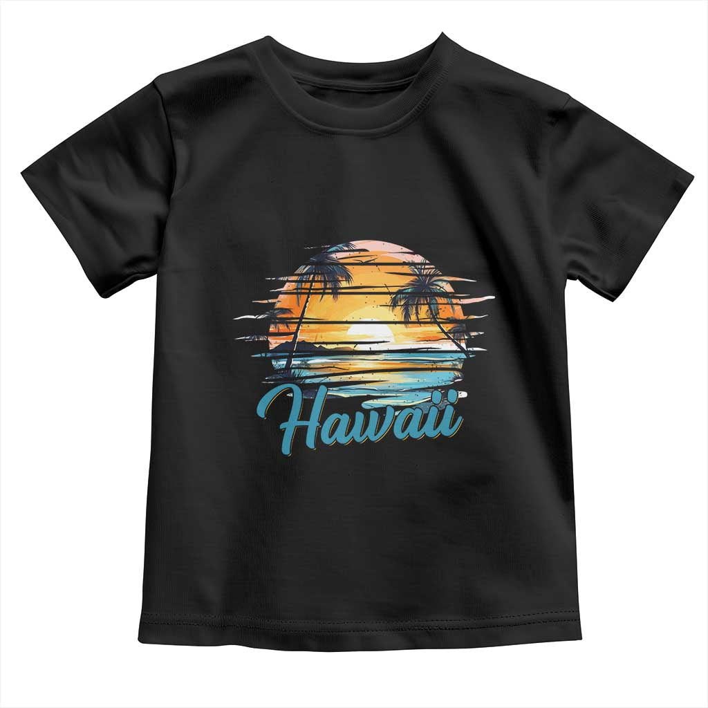 Retro Sunset Palm Tree Hawaii Toddler T Shirt Tropical Vacation Graphic TS12 Black Print Your Wear