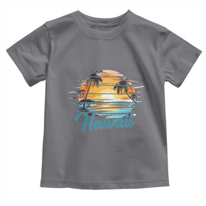 Retro Sunset Palm Tree Hawaii Toddler T Shirt Tropical Vacation Graphic TS12 Charcoal Print Your Wear