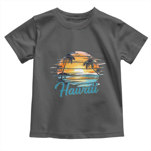 Retro Sunset Palm Tree Hawaii Toddler T Shirt Tropical Vacation Graphic TS12 Dark Heather Print Your Wear