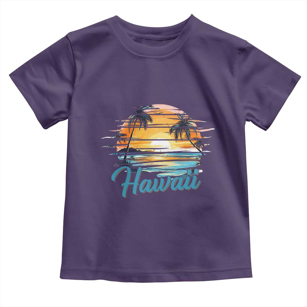 Retro Sunset Palm Tree Hawaii Toddler T Shirt Tropical Vacation Graphic TS12 Purple Print Your Wear