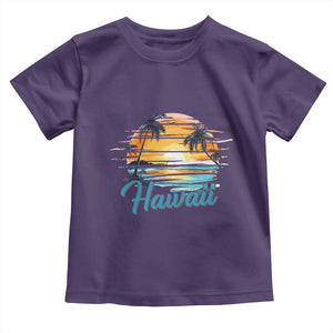 Retro Sunset Palm Tree Hawaii Toddler T Shirt Tropical Vacation Graphic TS12 Purple Print Your Wear