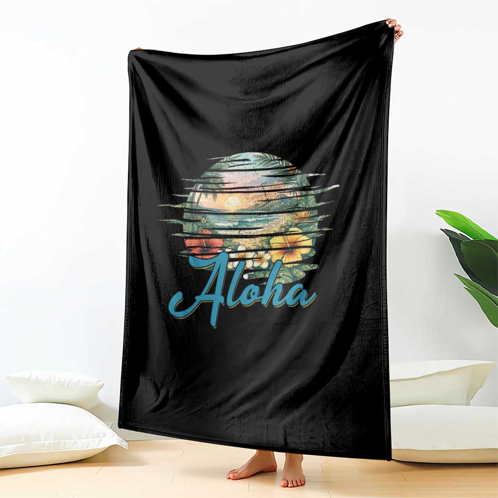 Vintage Hawaii Hibiscus Floral Throw Blanket Tropical Beach Vacation Graphic TS12 Print Your Wear
