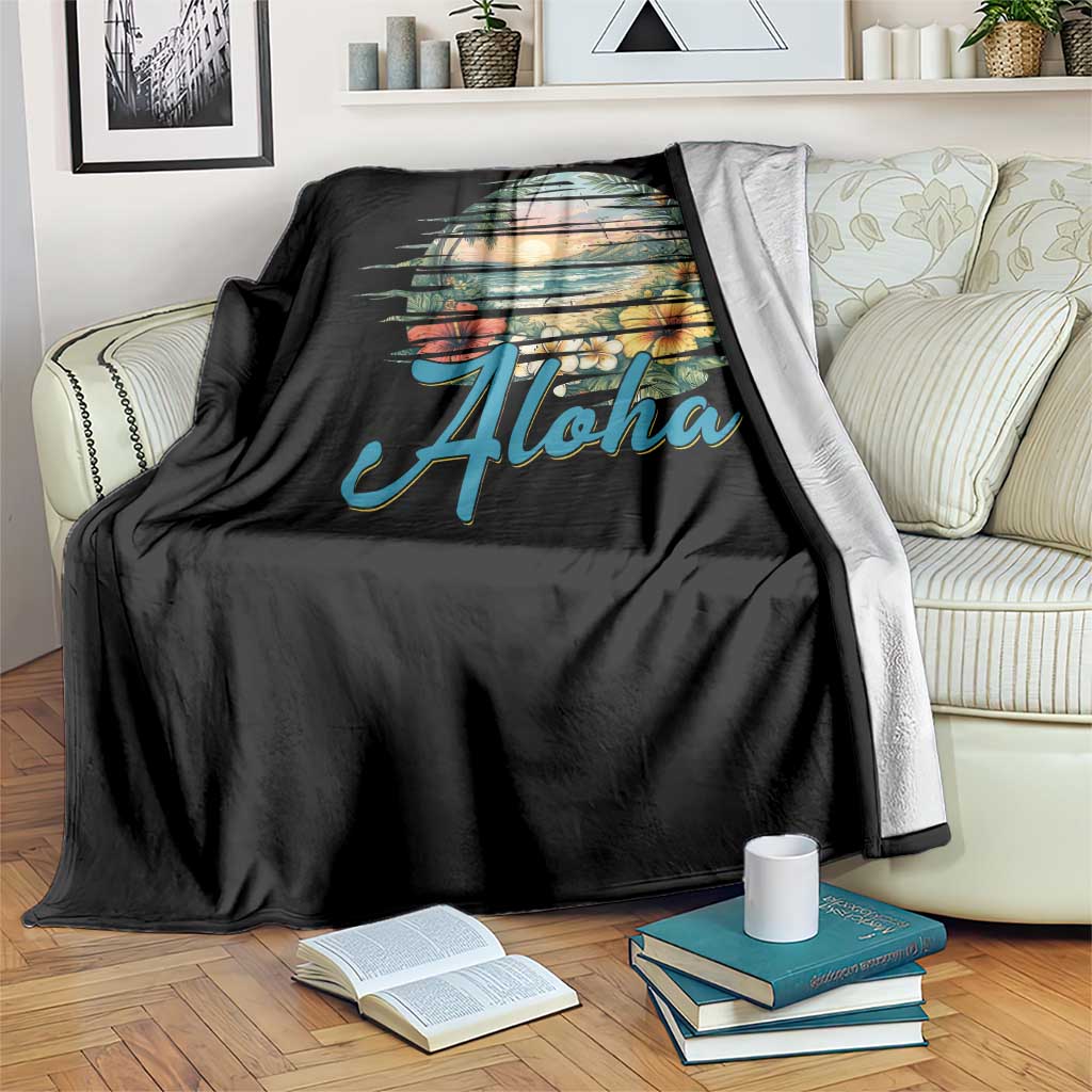 Vintage Hawaii Hibiscus Floral Throw Blanket Tropical Beach Vacation Graphic TS12 Print Your Wear