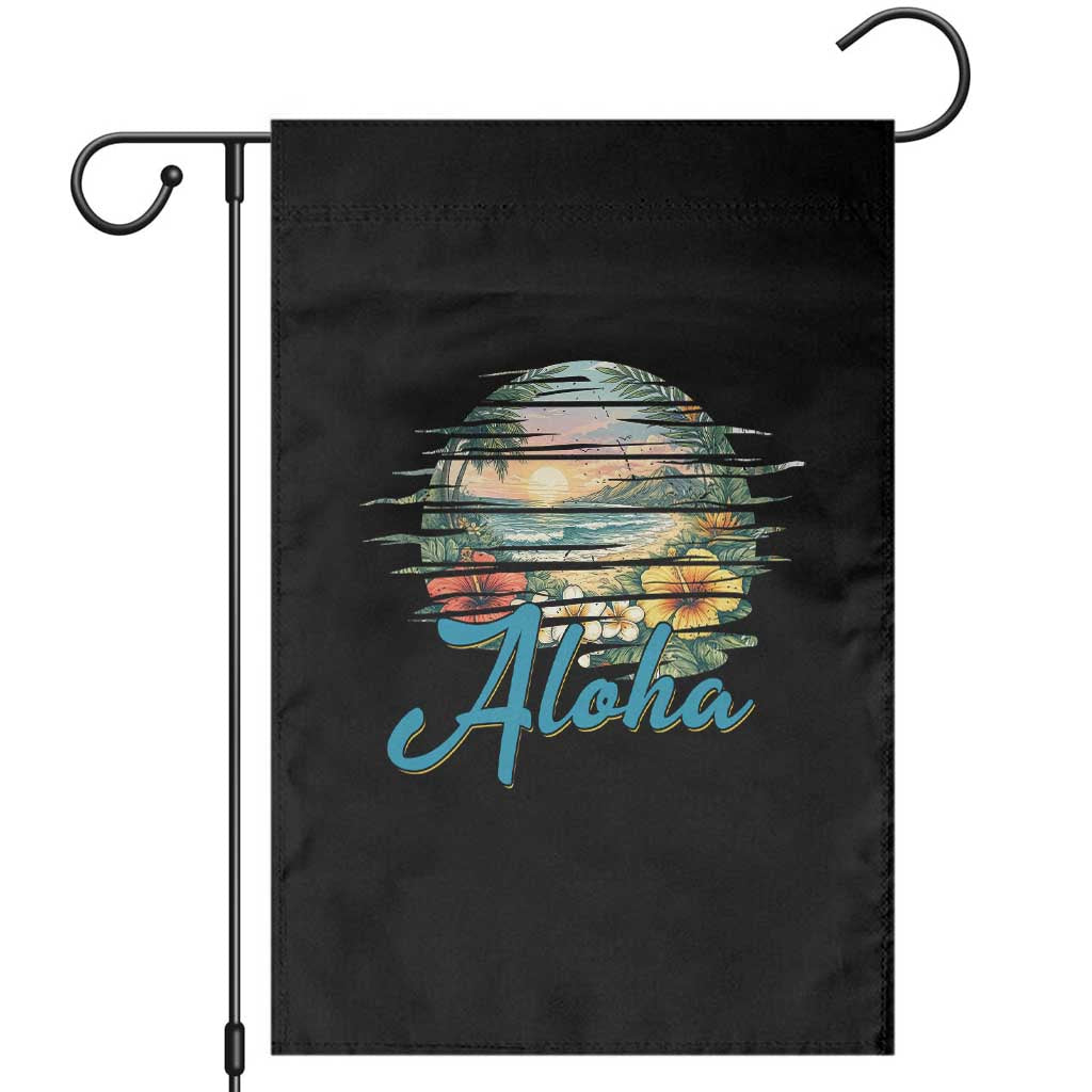 Vintage Hawaii Hibiscus Floral Garden Flag Tropical Beach Vacation Graphic TS12 Black Print Your Wear