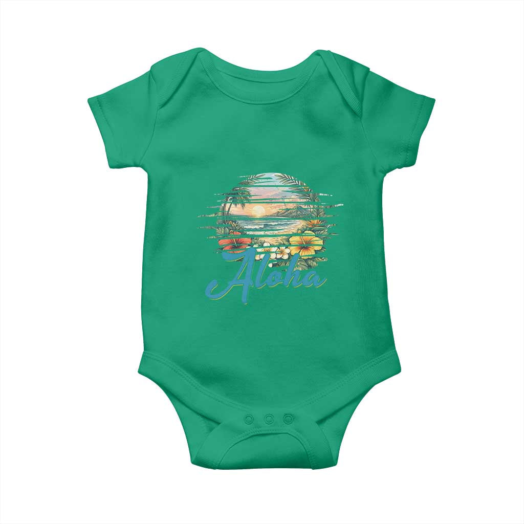 Vintage Hawaii Hibiscus Floral Baby Onesie Tropical Beach Vacation Graphic TS12 Irish Green Print Your Wear