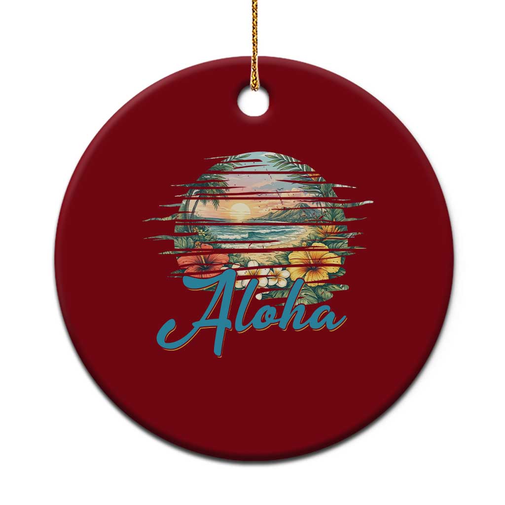 Vintage Hawaii Hibiscus Floral Ceramic Ornament Tropical Beach Vacation Graphic TS12 1pc Red Print Your Wear