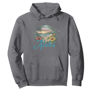 Vintage Hawaii Hibiscus Floral Hoodie Tropical Beach Vacation Graphic TS12 Charcoal Print Your Wear