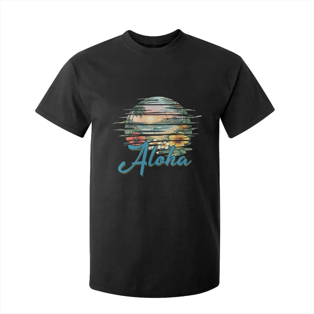 Vintage Hawaii Hibiscus Floral T Shirt For Kid Tropical Beach Vacation Graphic TS12 Black Print Your Wear