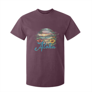 Vintage Hawaii Hibiscus Floral T Shirt For Kid Tropical Beach Vacation Graphic TS12 Maroon Print Your Wear