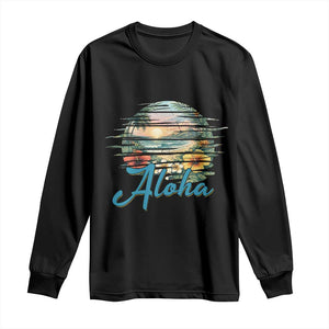 Vintage Hawaii Hibiscus Floral Long Sleeve Shirt Tropical Beach Vacation Graphic TS12 Black Print Your Wear