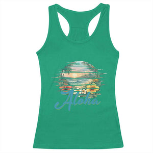 Vintage Hawaii Hibiscus Floral Racerback Tank Top Tropical Beach Vacation Graphic TS12 Irish Green Print Your Wear